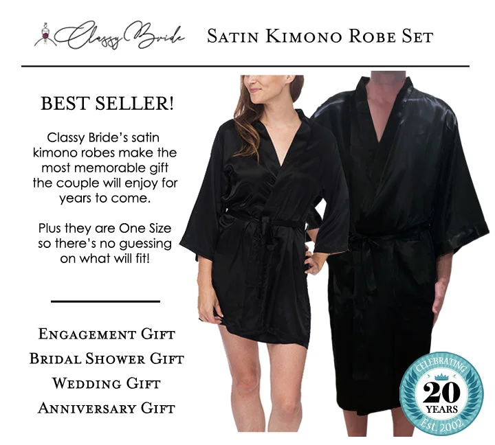 King and Queen Satin Robe Set