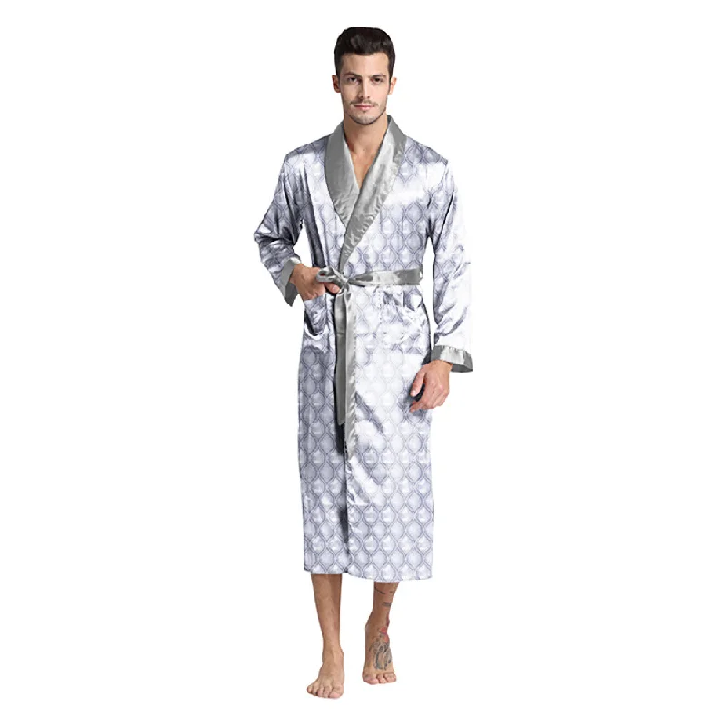 Silver Diamond Lightweight Silky Satin Robe