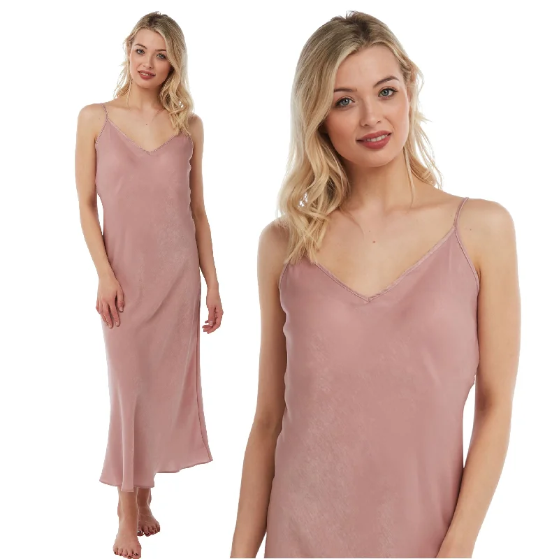 Long Full Length Plain Blush Pink Sexy Satin Chemise Nightdress Negligee Lingerie PLUS SIZE