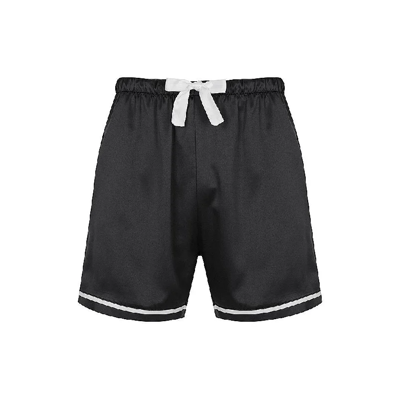 Luxe Personalised Men's Black Satin Shorts