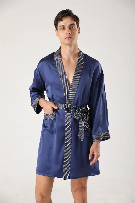 Luxury Short Men's Silk Kimono Robe for Men