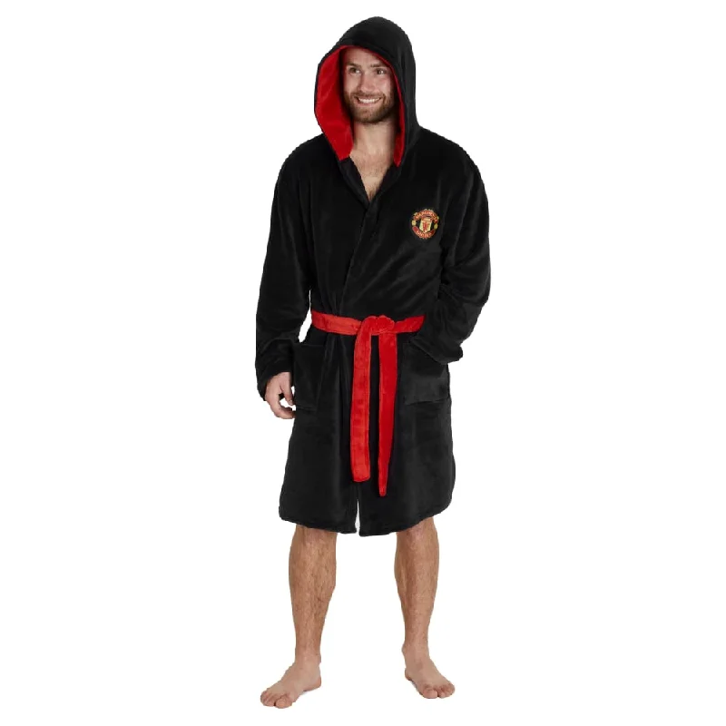 Manchester United F.C. Dressing Gown for Men, Mens Fleece Robe, Football Gifts