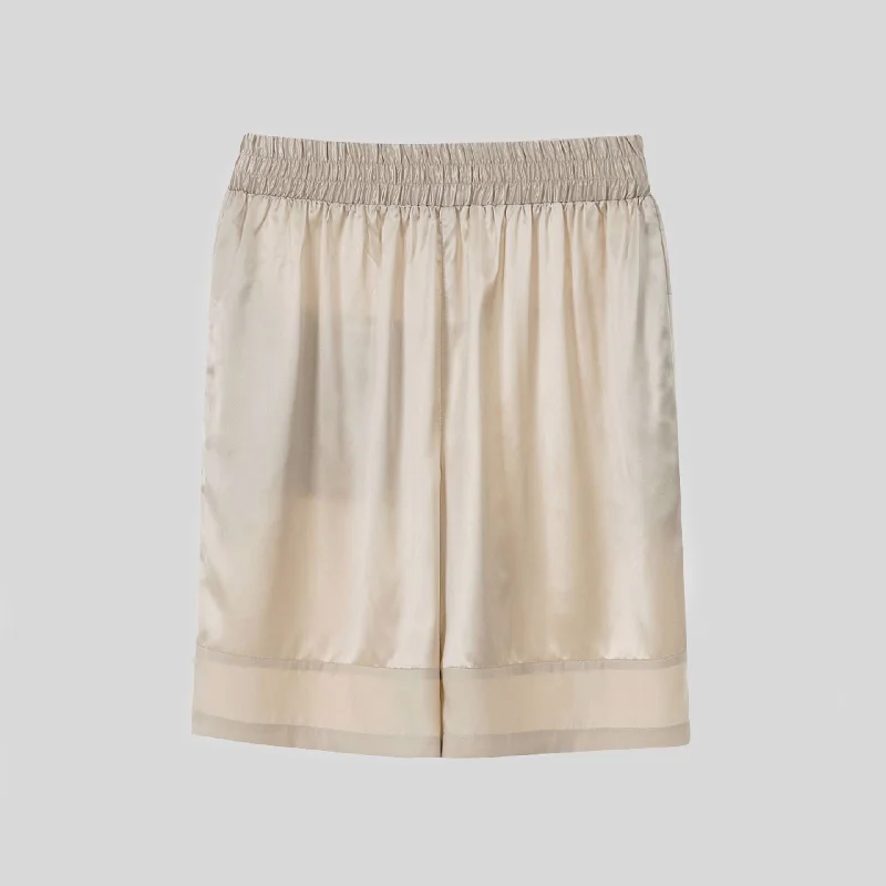 Men's 100 mulberry Silk long boxer luxury Shorts with pockets