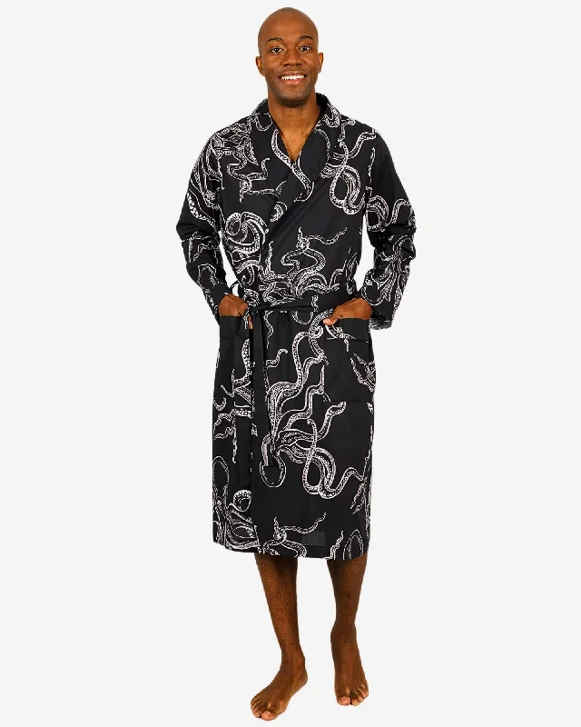 Men's dressing gown - Octopus Black