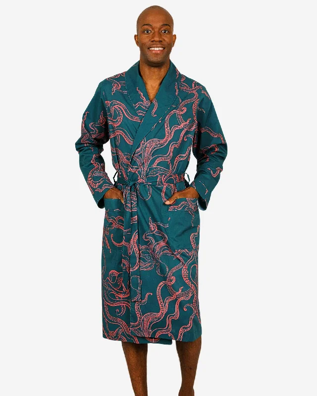 Men's dressing gown - Octopus Pink