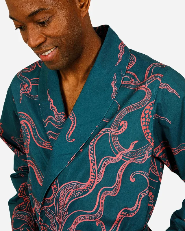 Men's dressing gown - Octopus Pink