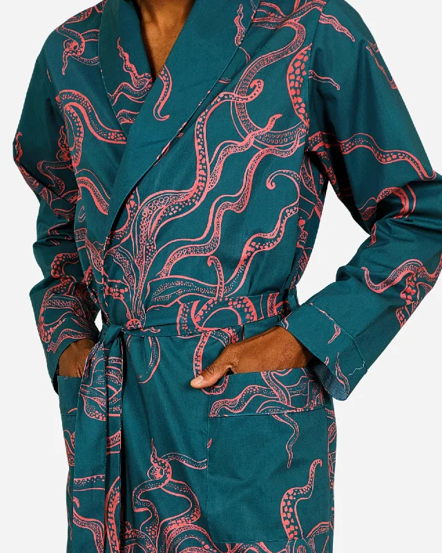 Men's dressing gown - Octopus Pink