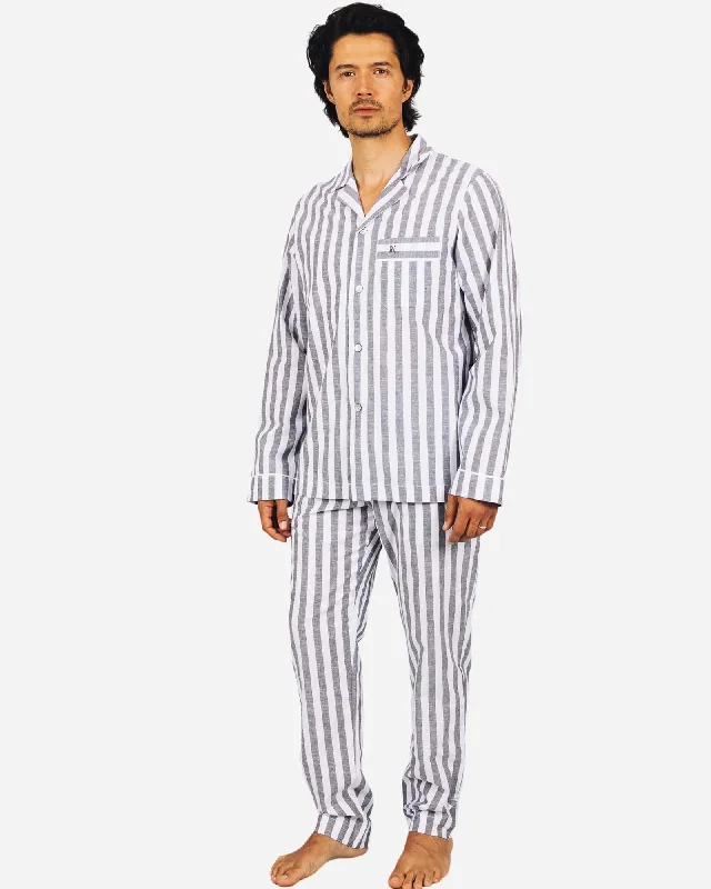 Men's long pyjamas set - Chambray Portofino Black