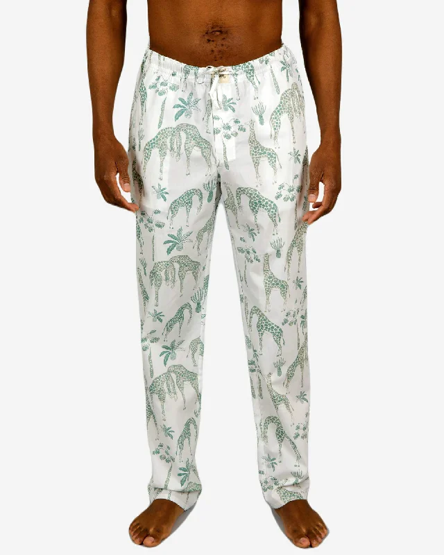 Men's long pyjamas set - Giraffes Green