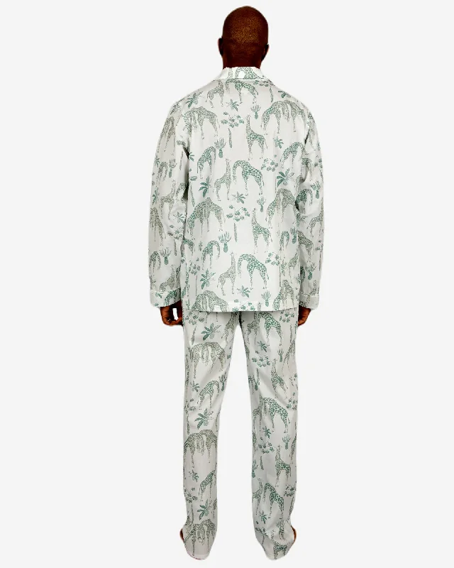 Men's long pyjamas set - Giraffes Green