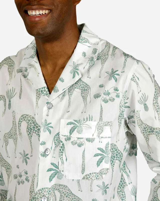 Men's long pyjamas set - Giraffes Green