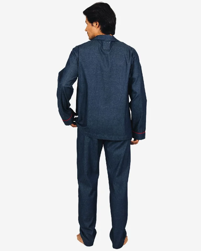 Men's long pyjamas set - Denim Dark Blue