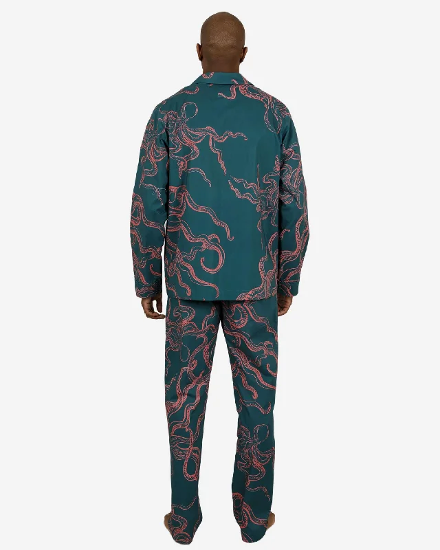 Men's long pyjamas set - Octopus Pink