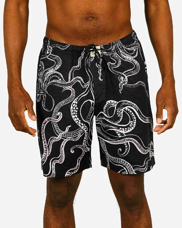 Men's Black Lounge Shorts - Octopus Black