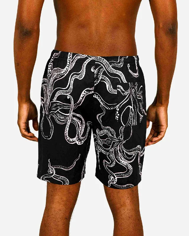 Men's Black Lounge Shorts - Octopus Black