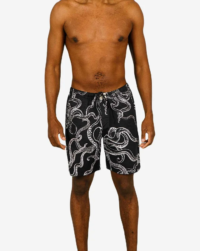 Men's Black Lounge Shorts - Octopus Black