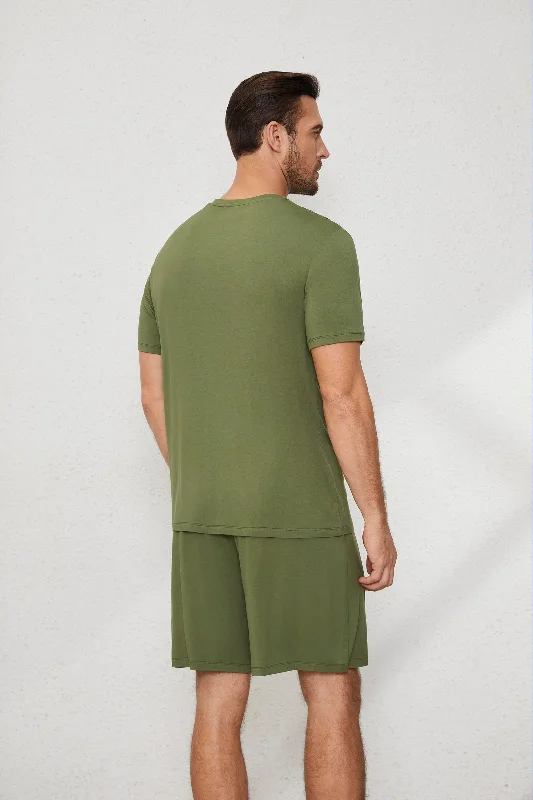 Men's V Neck Tee in Military Green