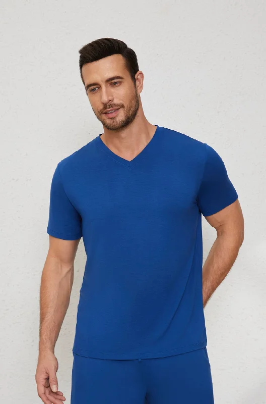 Men's V Neck Tee in Sunset Blue