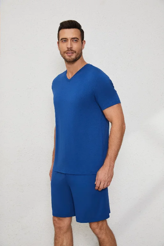 Men's V Neck Tee in Sunset Blue