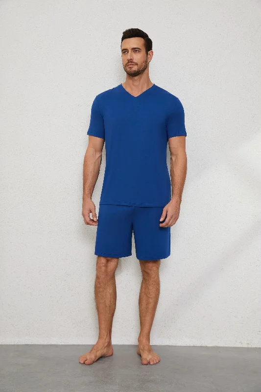 Men's V Neck Tee in Sunset Blue