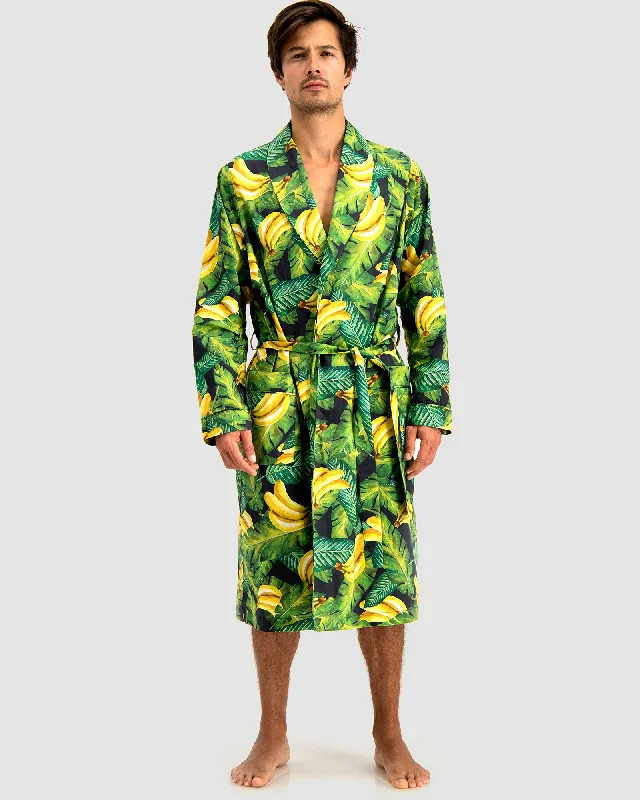 Mens Woven Gown Banana on Leaves