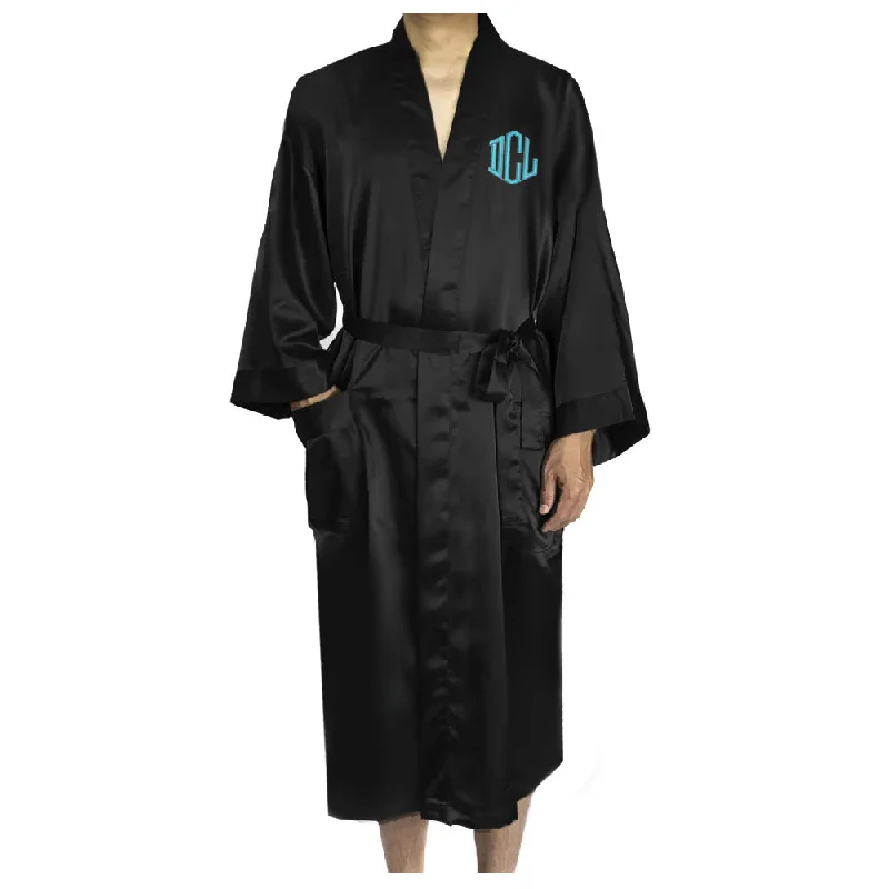 Monogrammed Mens Satin Robe