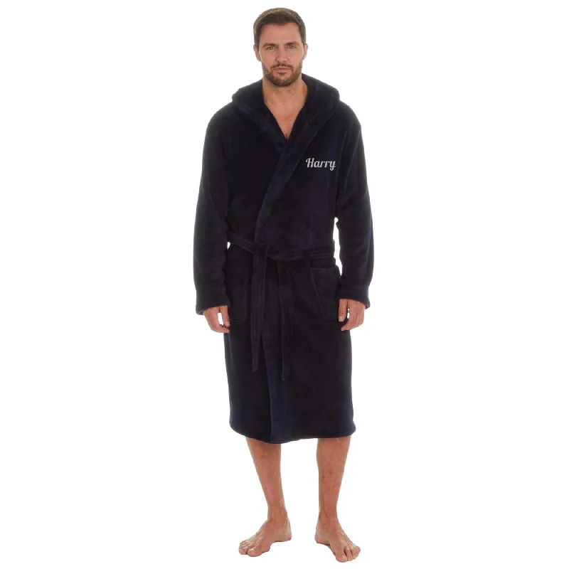 Navy Coral Fleece Robe