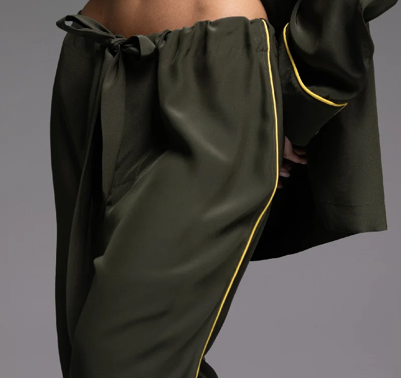 PANT - Deep Green with Yellow Piping