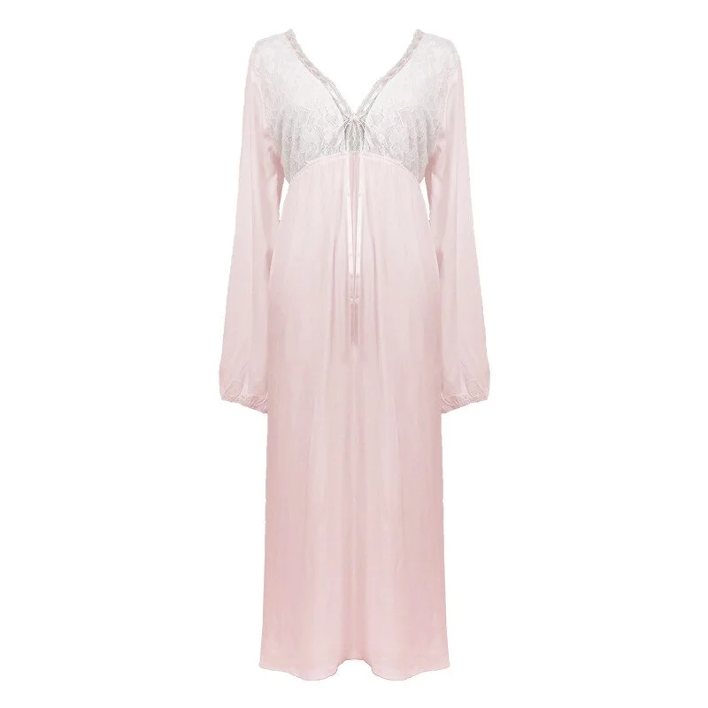 PURE Cotton Long Sleeve romantic long Nightgown, peignoir nightgown, charming vintage, CWS38