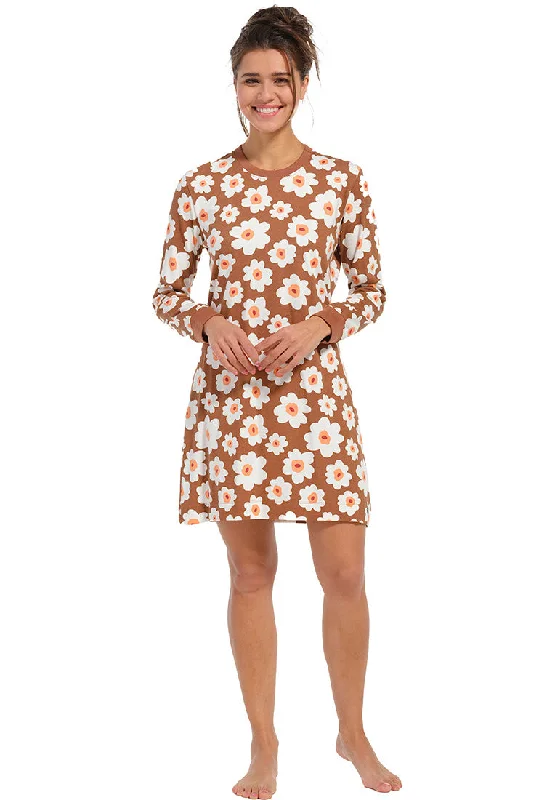 Rebelle nachthemd met moderne bloemen design - 11232-402-2 - brown