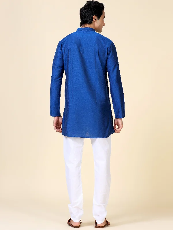 Tattva Men Embroidered Cotton Blend Asymmetric Kurta