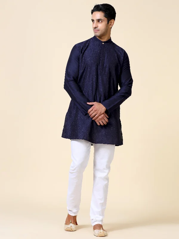 Tattva Men Embroidered Cotton Blend Straight Kurta