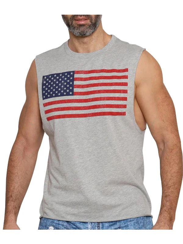 Men's American Flag Muscle Tank Top USA Flag Workout Top