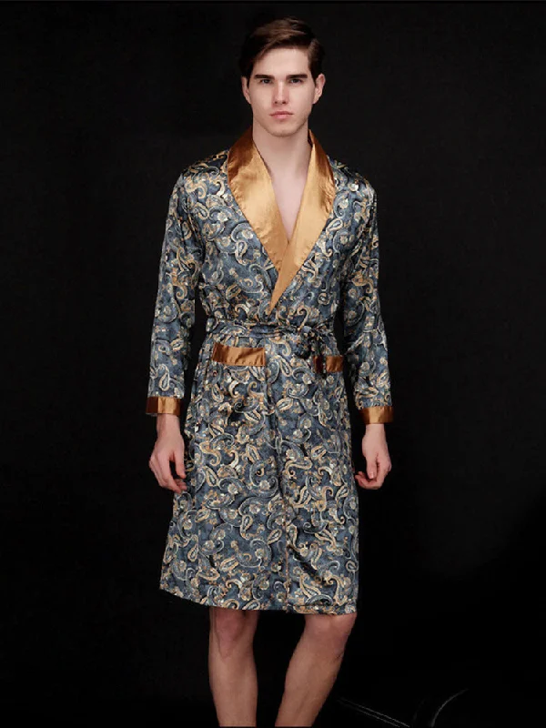 Men's Luxurious Satin Printed Robe